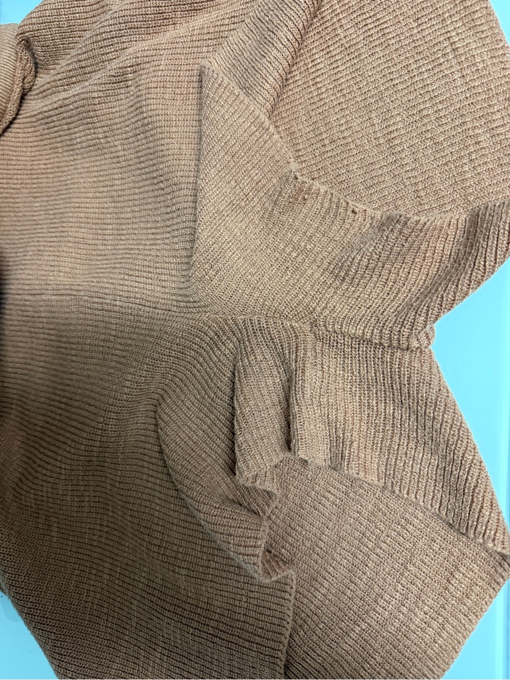 Free People Knit High-Waist Shorts in Rust Brown - Picture 3 of 4